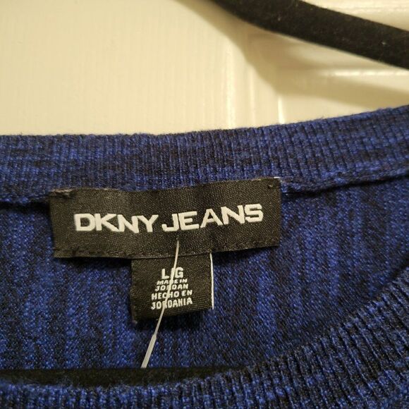 DKNY Blue and White Marled Cropped Top - Picture 2 of 5